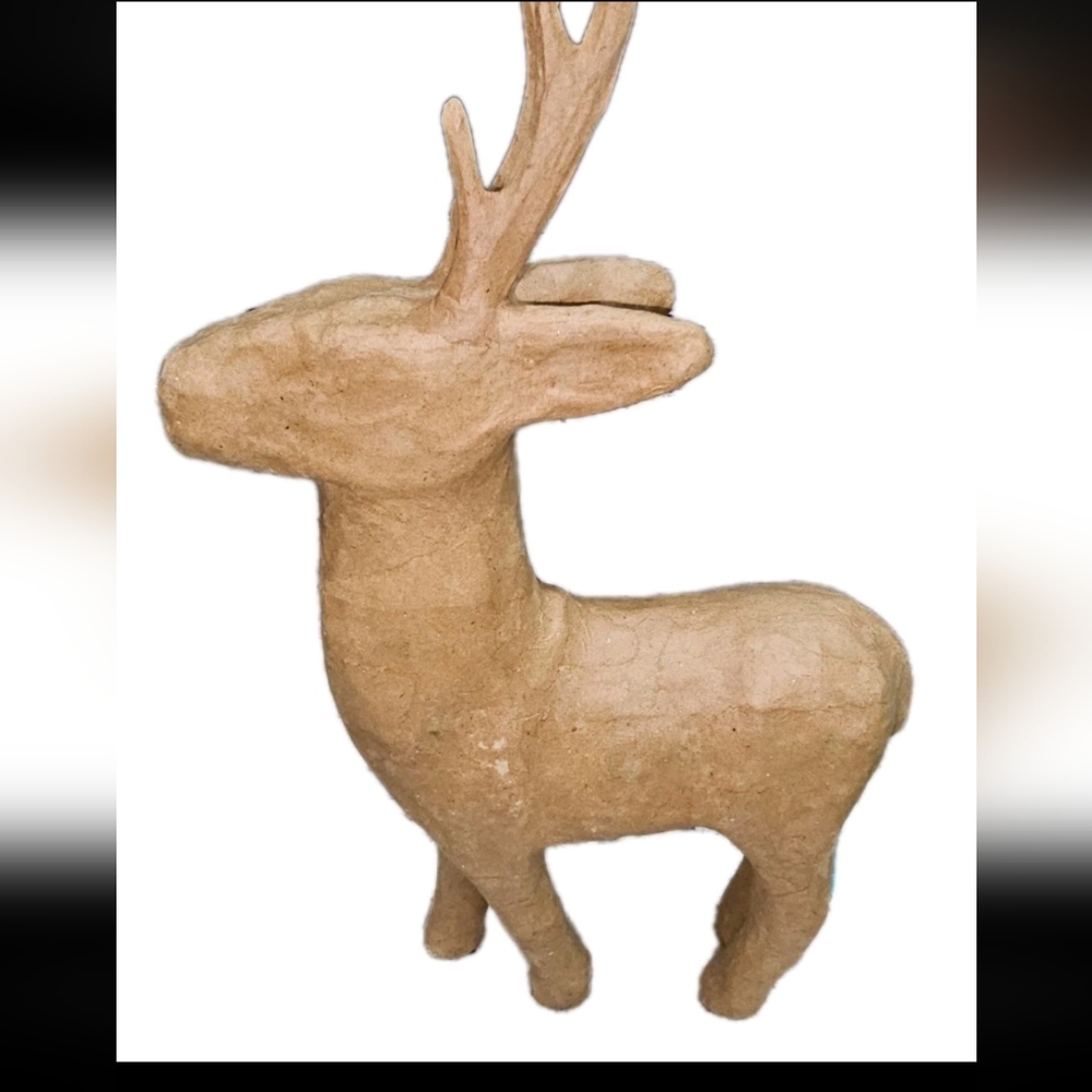 Vintage Paper Mache Reindeer Made In Philippines Christmas Decor Lot of 2 - Picture 7 of 16